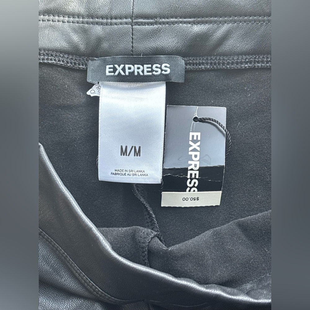 Express New Black Faux Leather Leggings Size Medium - Picture 3 of 5
